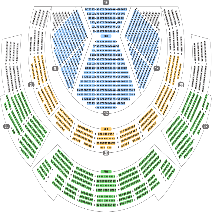 仙台サンプラザホール ホール座席表（2,054人）- MDATA